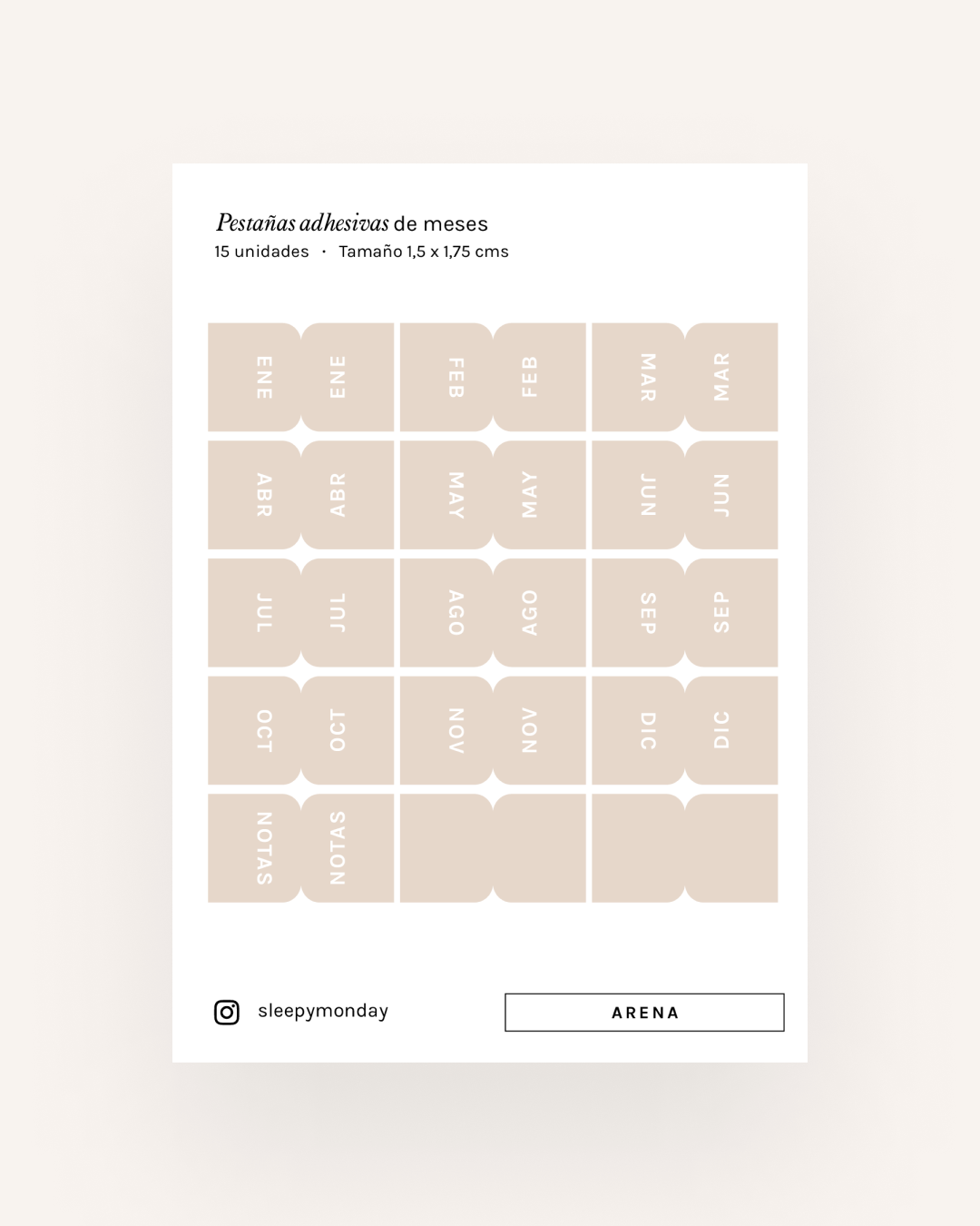 Marcadores adhesivos de meses