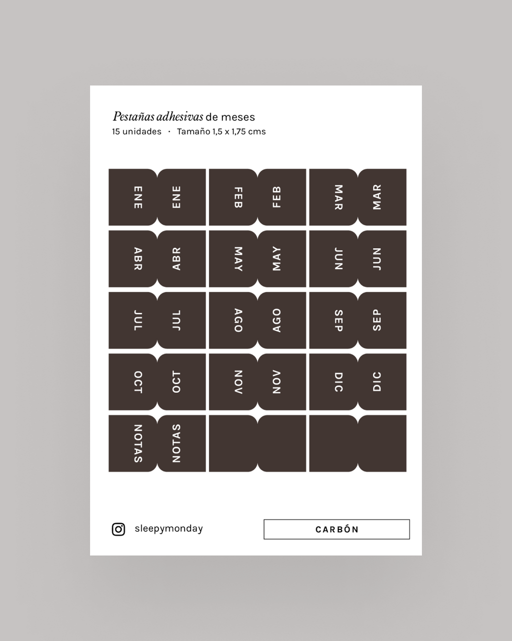 Marcadores adhesivos de meses