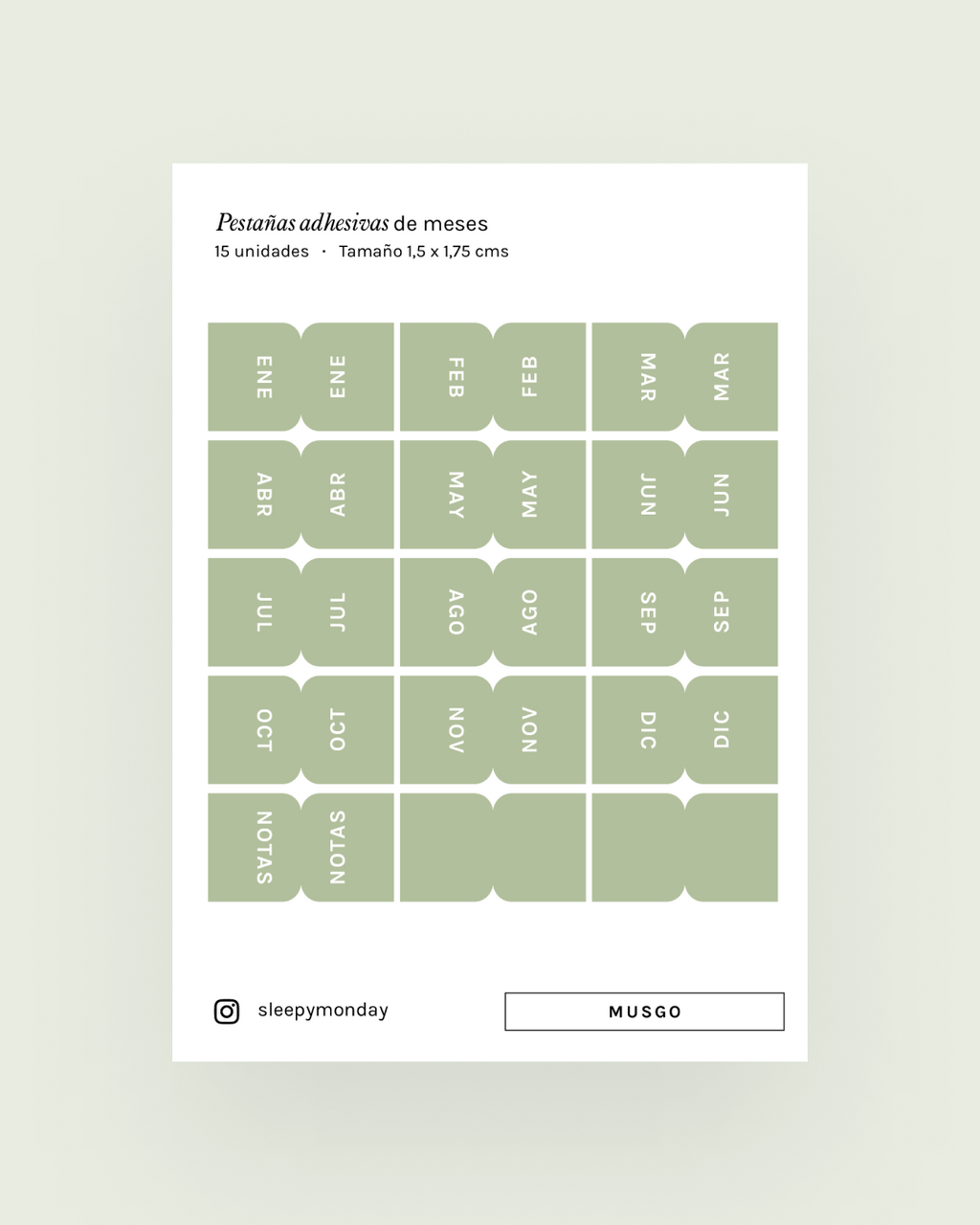 Marcadores adhesivos de meses