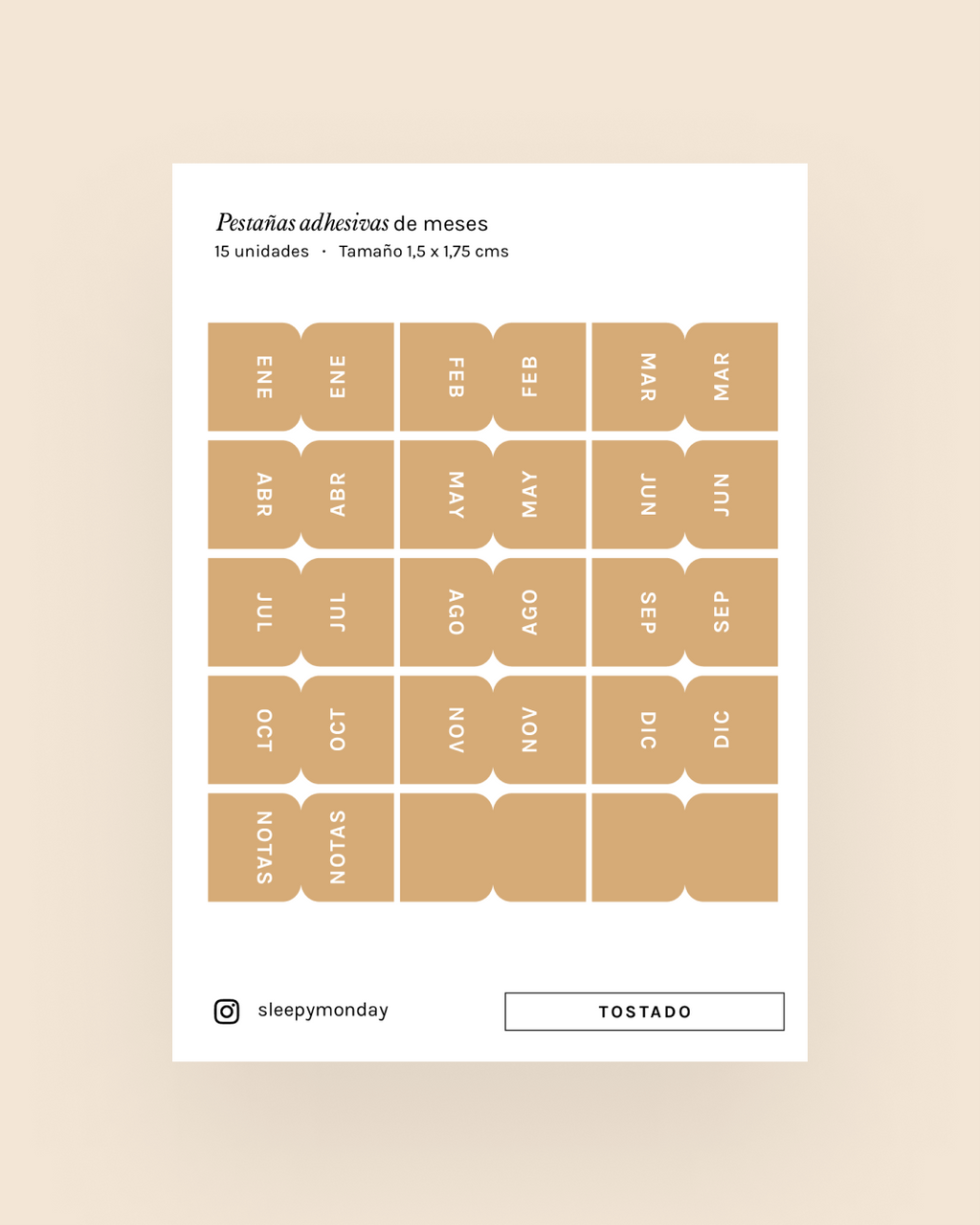 Marcadores adhesivos de meses
